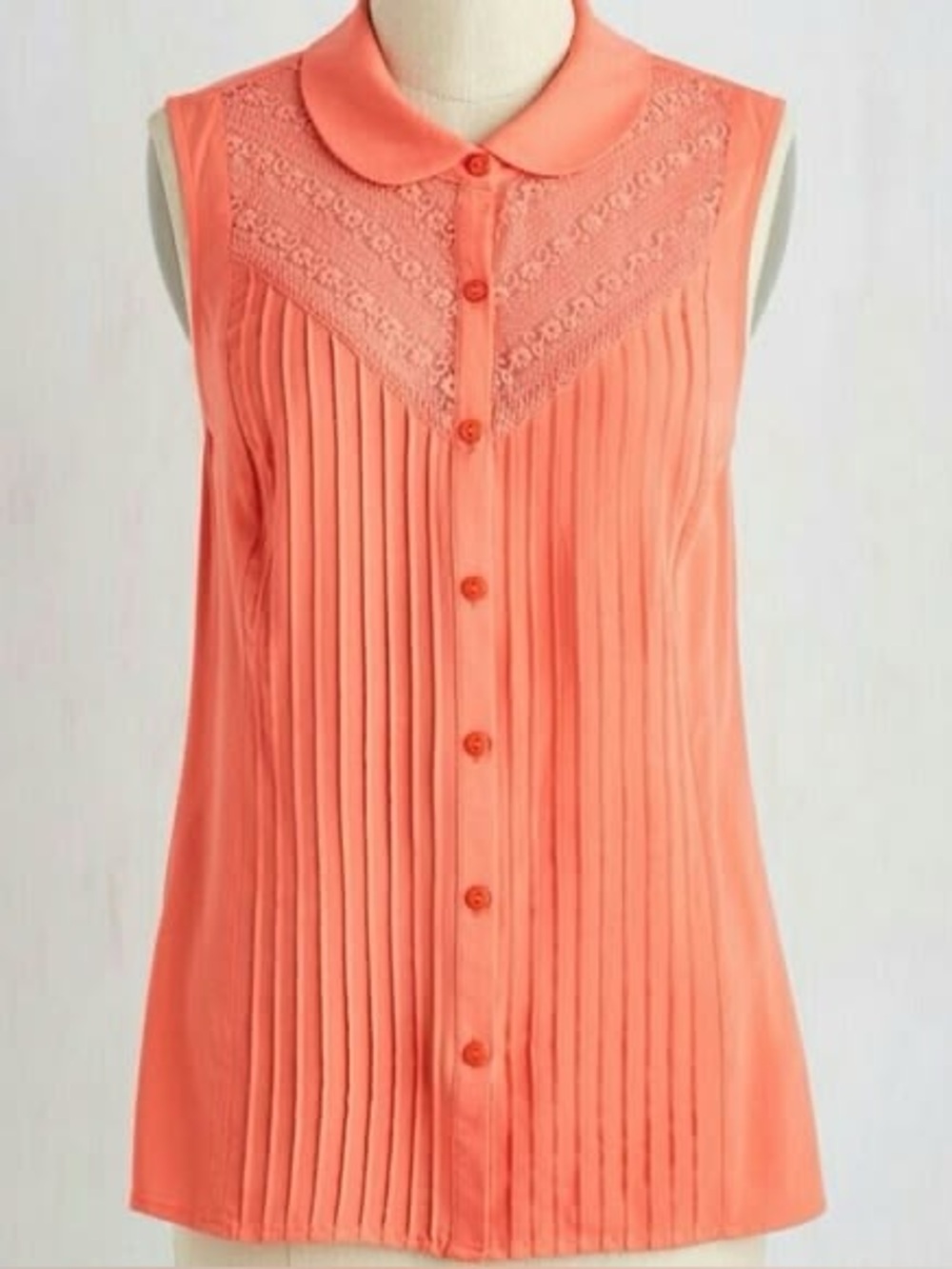 Modcloth Winsome in the Willows button up coral collared blouse